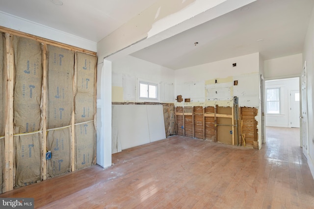 interior space with light hardwood / wood-style floors