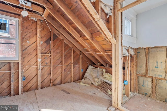 view of unfinished attic