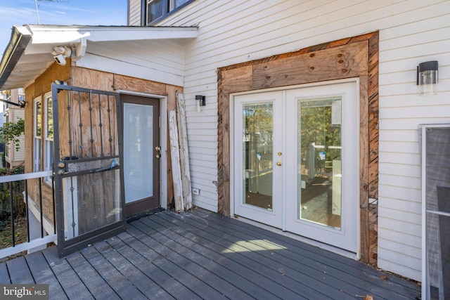 wooden deck with french doors