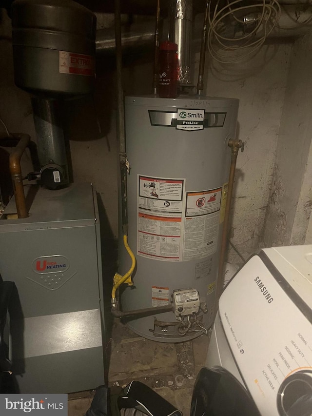 utility room with gas water heater