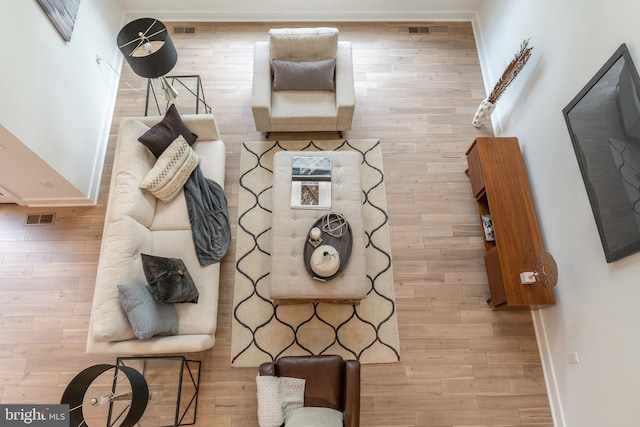 living room with hardwood / wood-style floors