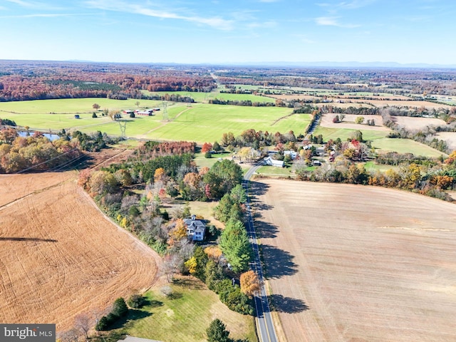 aerial view featuring a rural view