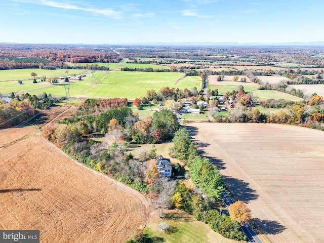 birds eye view of property with a rural view