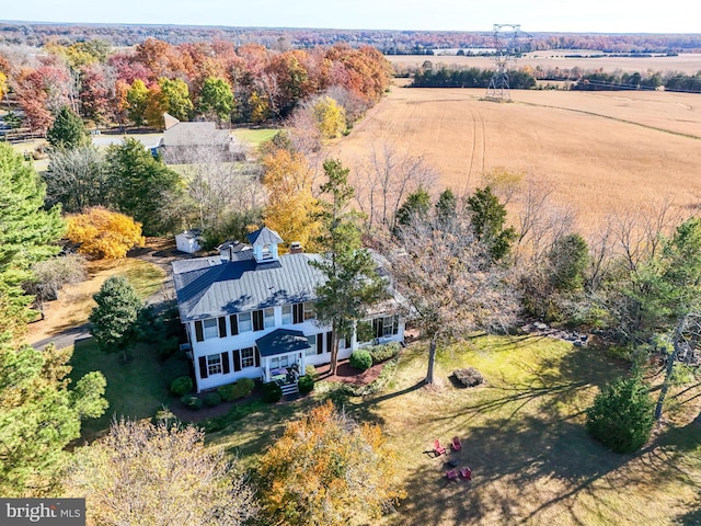 aerial view featuring a rural view