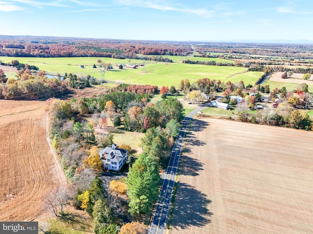 aerial view with a rural view