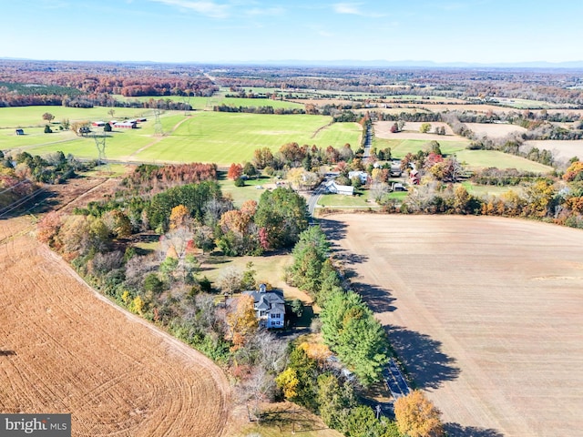 birds eye view of property with a rural view