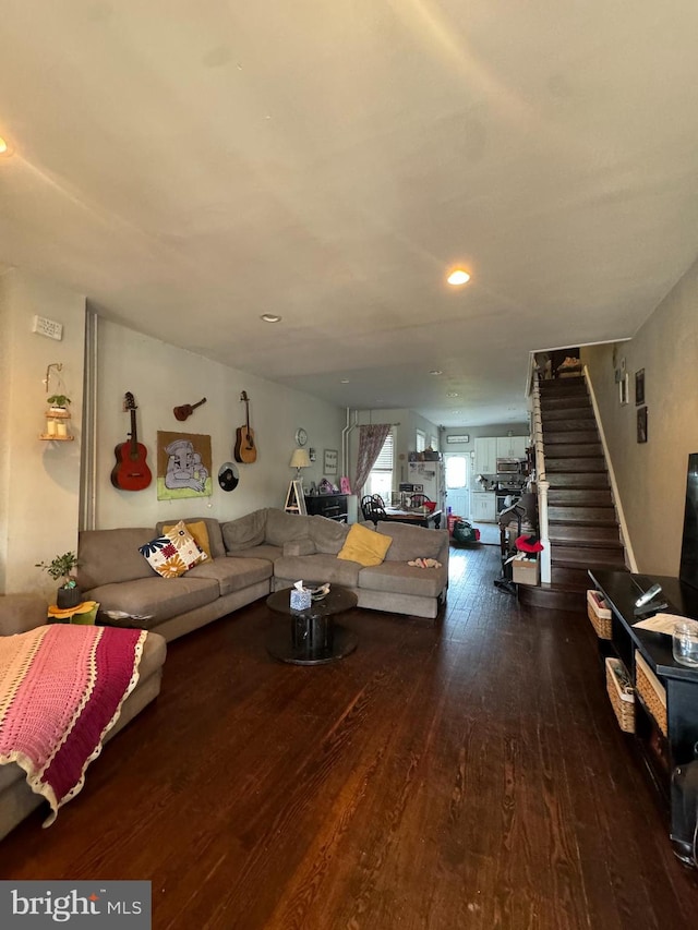 living room with wood-type flooring