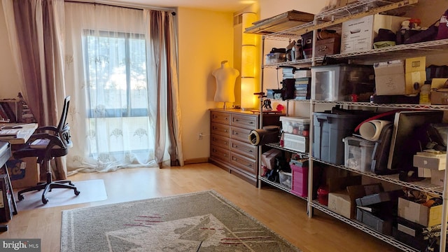 home office featuring light wood-type flooring