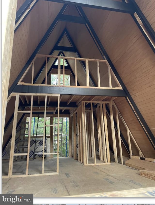 view of unfinished attic