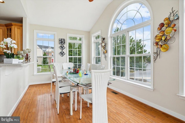 sunroom with lofted ceiling