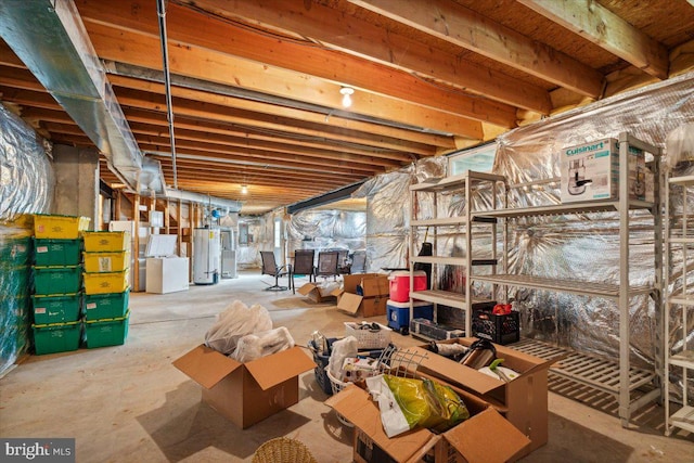 basement with gas water heater