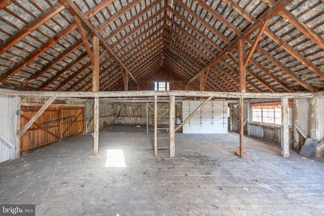 view of unfinished attic