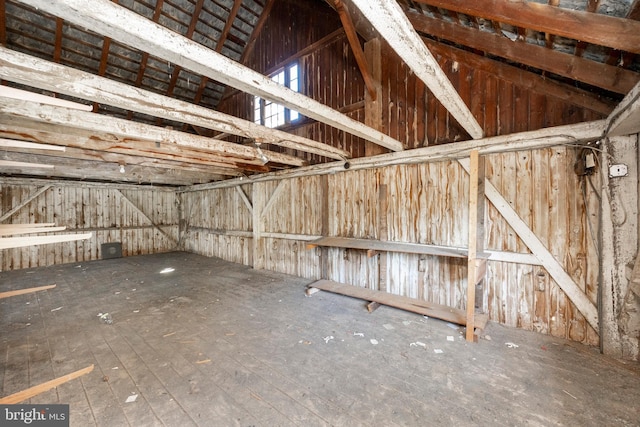 misc room featuring lofted ceiling