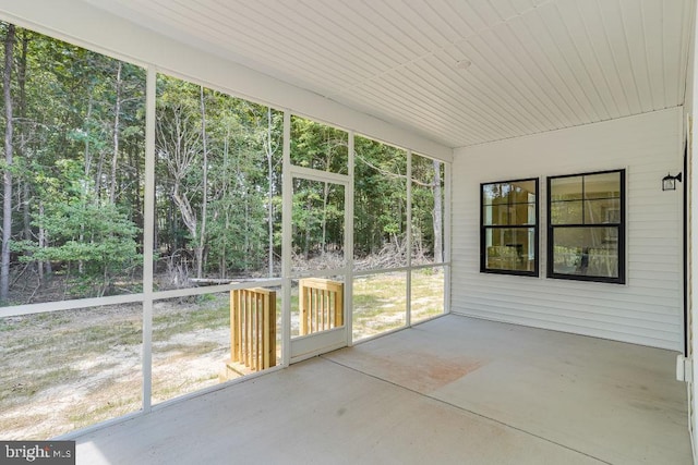 view of unfurnished sunroom