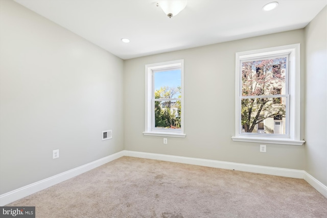 carpeted spare room with a healthy amount of sunlight