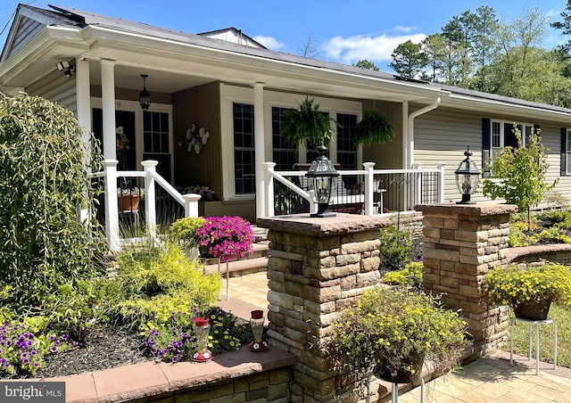 exterior space with covered porch