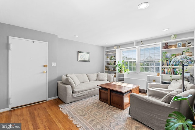 living room featuring light hardwood / wood-style flooring