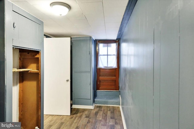 corridor featuring wood-type flooring