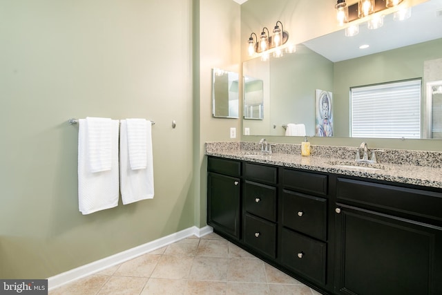 bathroom with vanity and tile patterned floors