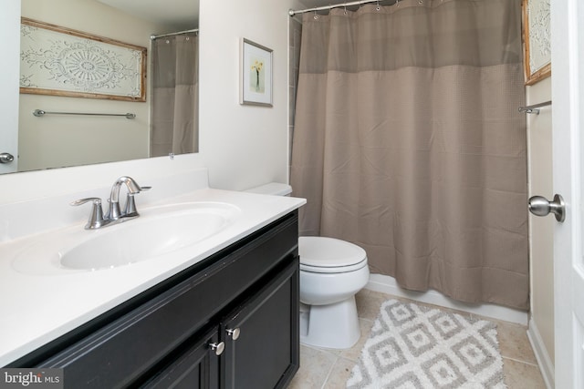 bathroom featuring vanity, toilet, and tile patterned floors