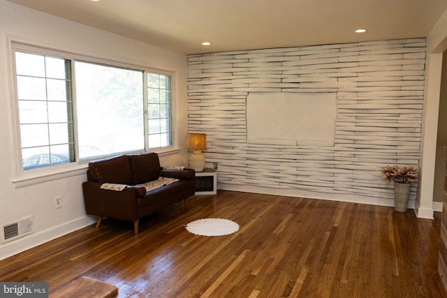 12507 Greenly St, Silver Spring, MD 20906 - sitting room with dark wood finished floors, recessed lighting, and baseboards