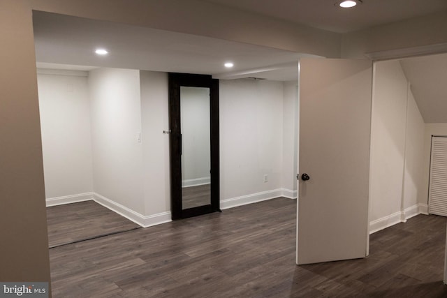 12507 Greenly St, Silver Spring, MD 20906 - finished basement featuring recessed lighting, dark wood-type flooring, and baseboards