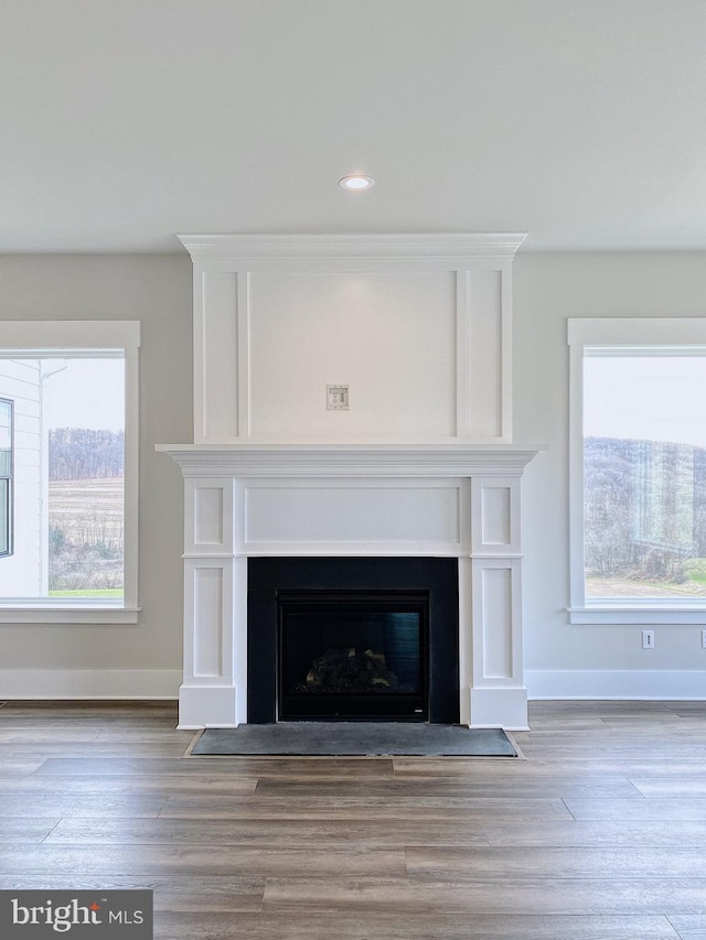 76 Long Ln, Kirkwood, PA 17536 - details with a fireplace with flush hearth, wood finished floors, baseboards, and recessed lighting