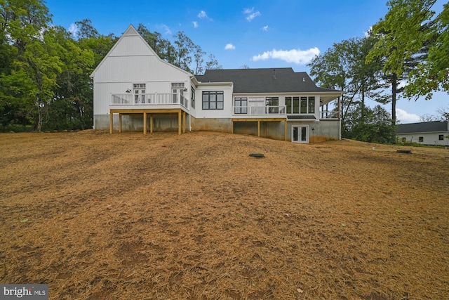 70 Long Ln, Kirkwood, PA 17536 - rear view of property featuring a wooden deck and french doors
