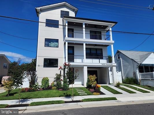 modern home with a balcony