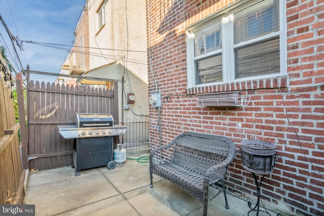 view of patio / terrace featuring a grill