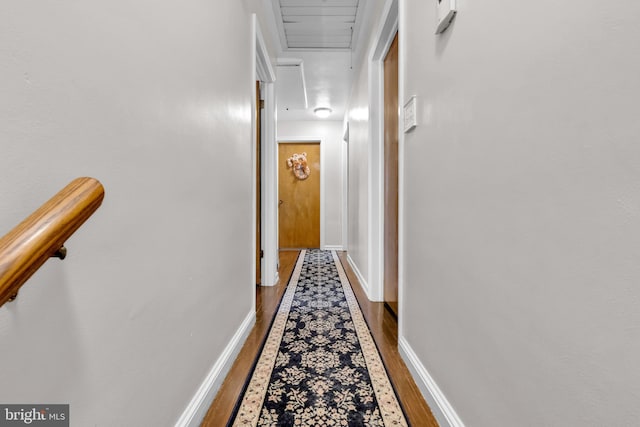 hall with hardwood / wood-style floors