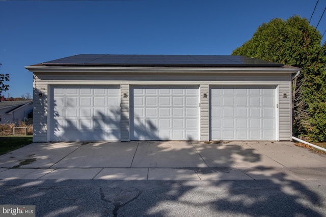 garage with solar panels