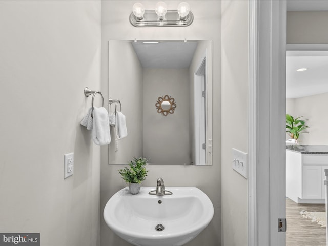 bathroom featuring hardwood / wood-style floors and sink