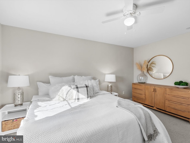 bedroom featuring carpet floors and ceiling fan