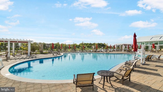 view of pool featuring a patio area