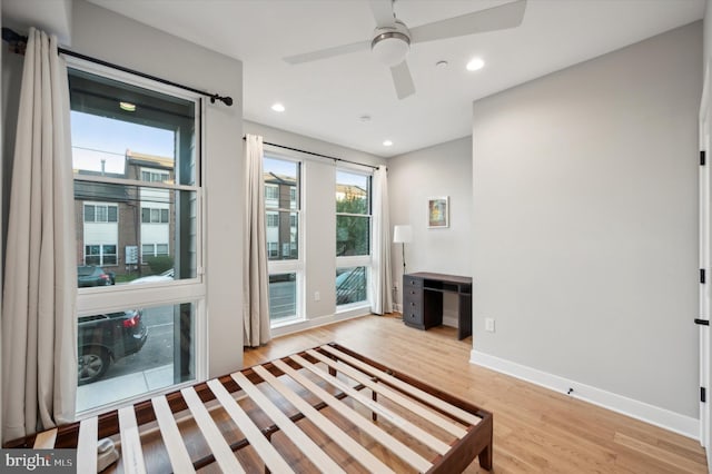 674 N 13th St, Philadelphia, PA 19123 - unfurnished bedroom featuring recessed lighting, access to exterior, wood finished floors, and baseboards