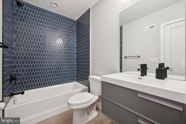 674 N 13th St, Philadelphia, PA 19123 - full bathroom with tile patterned flooring, bathing tub / shower combination, toilet, vanity, and visible vents