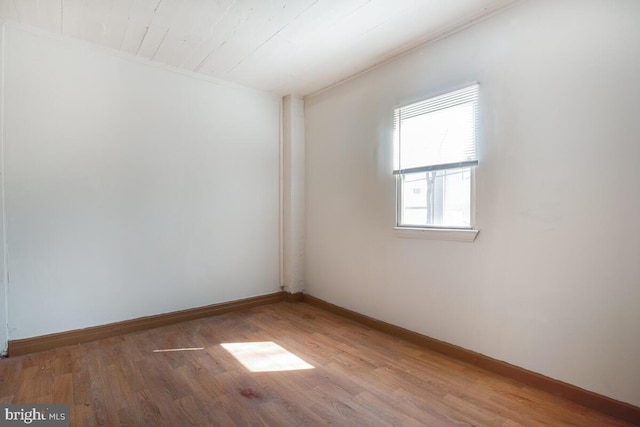 spare room featuring wood-type flooring