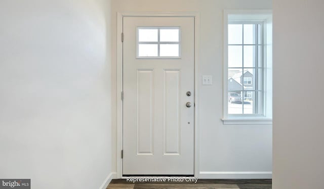 doorway to outside with dark hardwood / wood-style floors