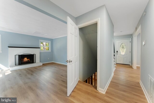 hallway featuring light wood-type flooring