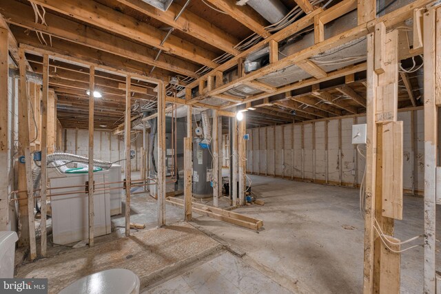 basement with water heater