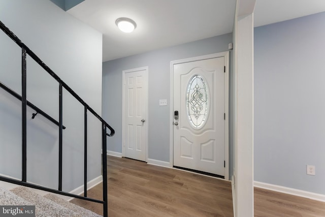 foyer entrance featuring light wood-type flooring