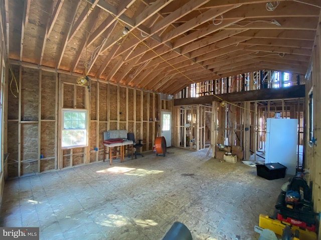 misc room featuring lofted ceiling