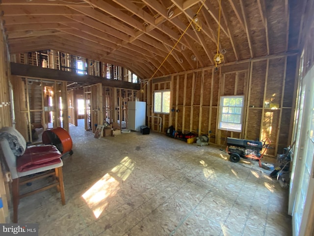 misc room with vaulted ceiling