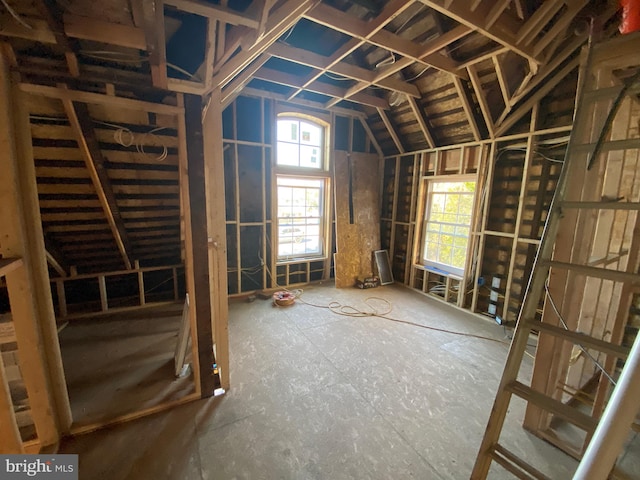 view of unfinished attic