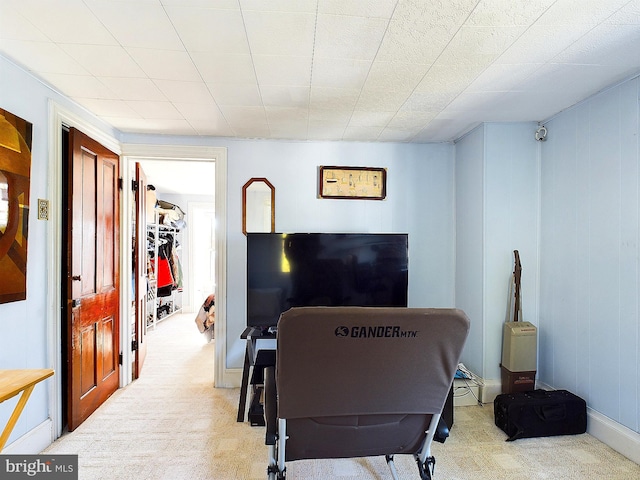 view of carpeted home office