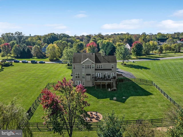 bird's eye view with a rural view