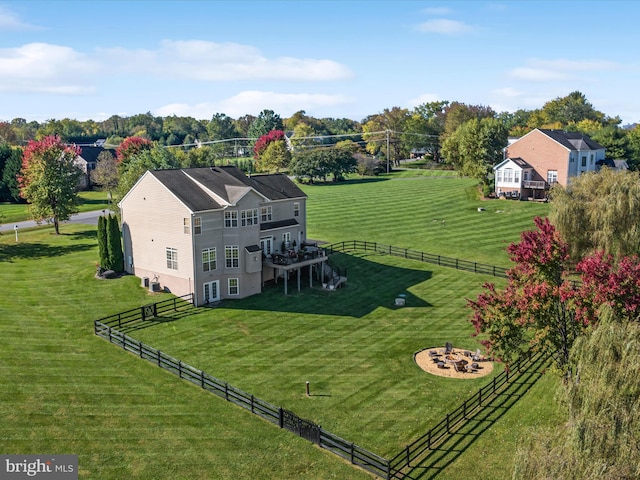 aerial view featuring a rural view