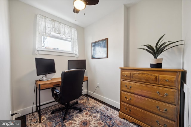 office space with ceiling fan