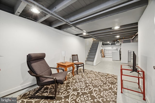 basement with washer / dryer